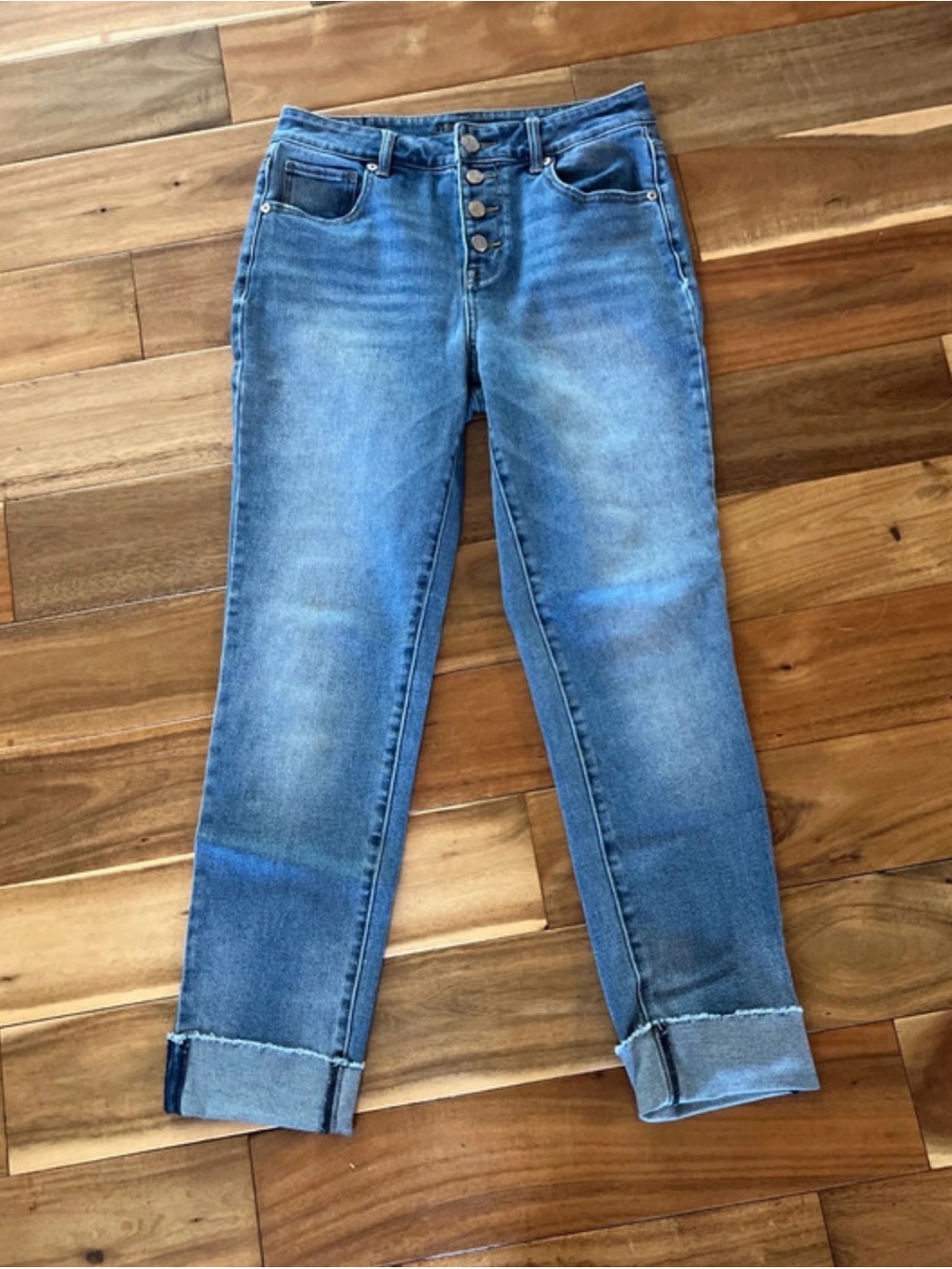 Maurices Light Blue High-Rise Button-Fly Cropped Jeans